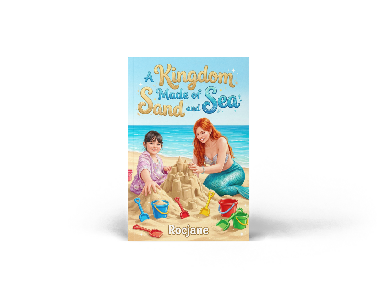 A Kingdom Made of Sand and Sea bilingual English-Arabic children’s mermaid eBook cover by RocJane