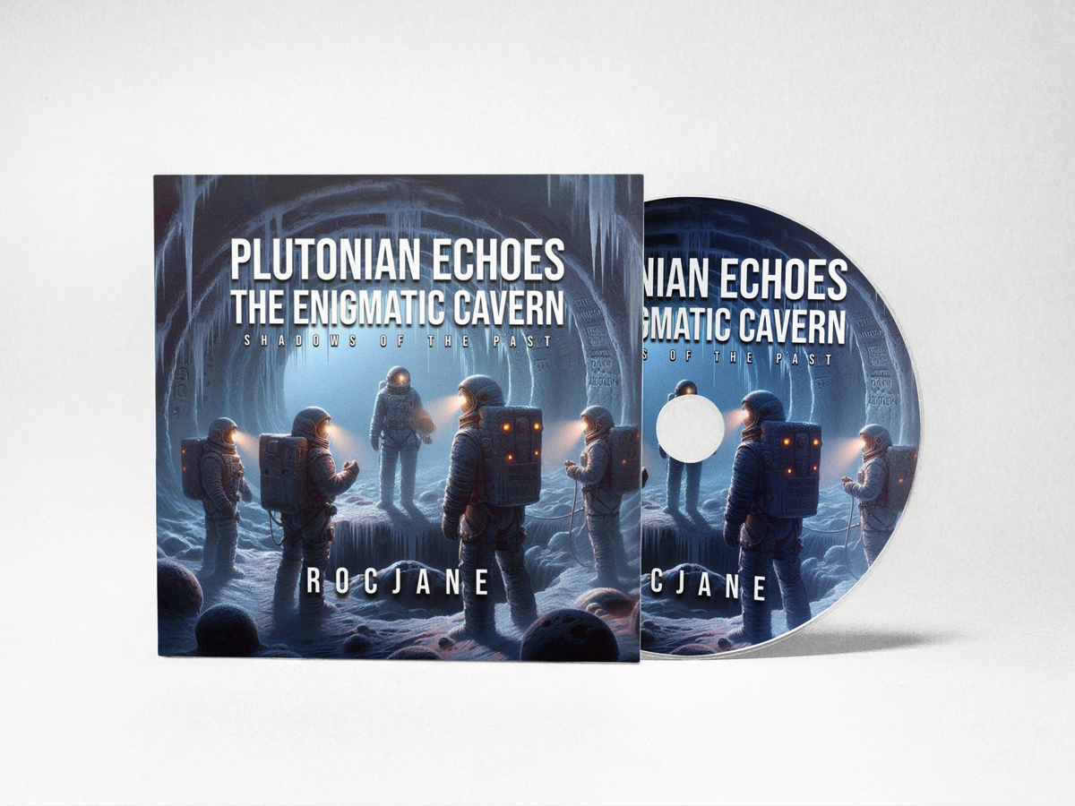 Audiobook cover for Plutonian Echoes: The Enigmatic Cavern – Shadows of the Past by RocJane.