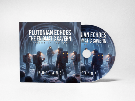 Audiobook cover for Plutonian Echoes: The Enigmatic Cavern – Shadows of the Past by RocJane.