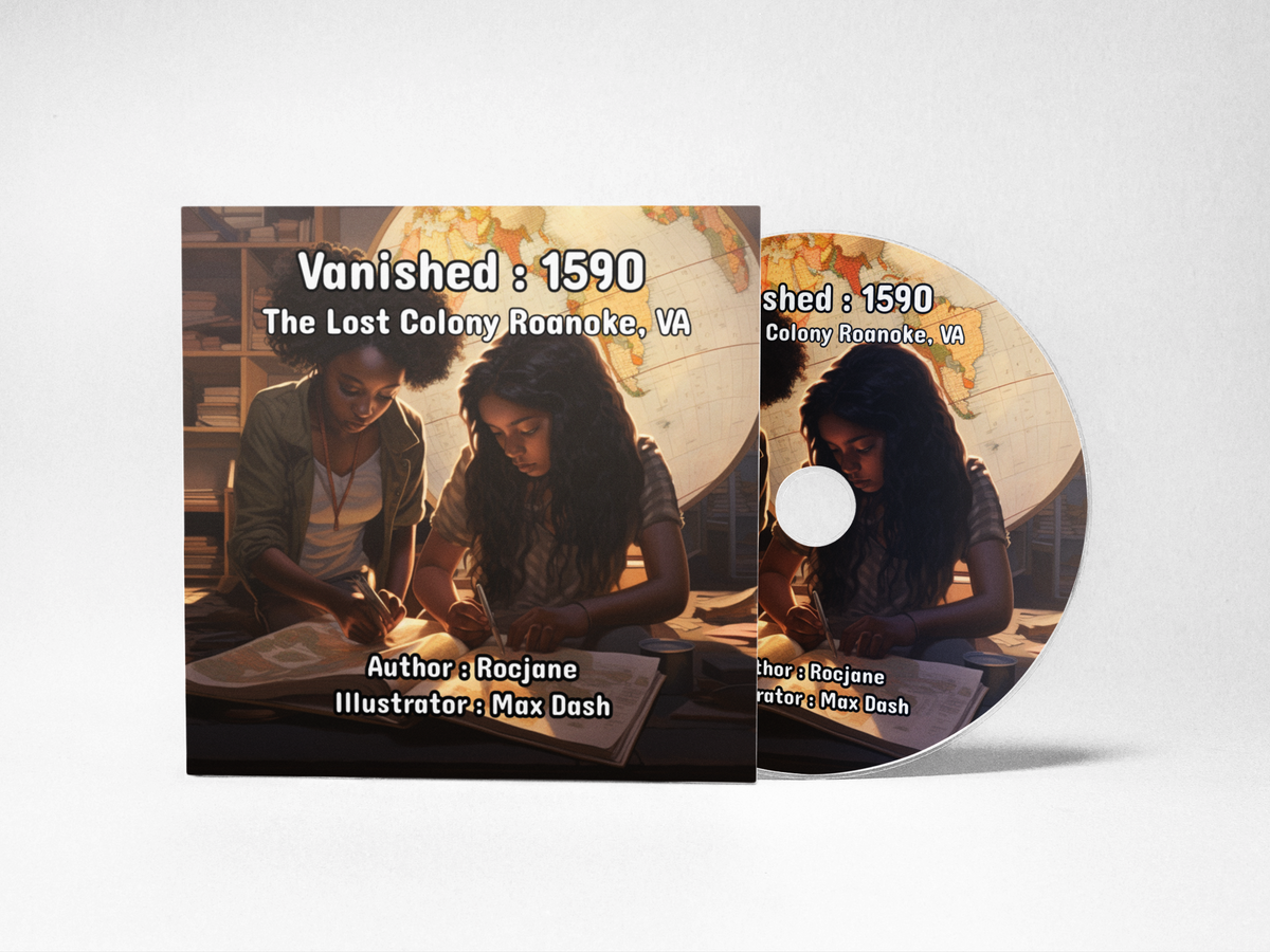Audiobook cover for Vanished: 1590 – The Lost Colony of Roanoke, VA by RocJane.