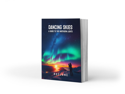 
Dancing Skies Northern Lights and Aurora Borealis guide paperback cover by RocJane