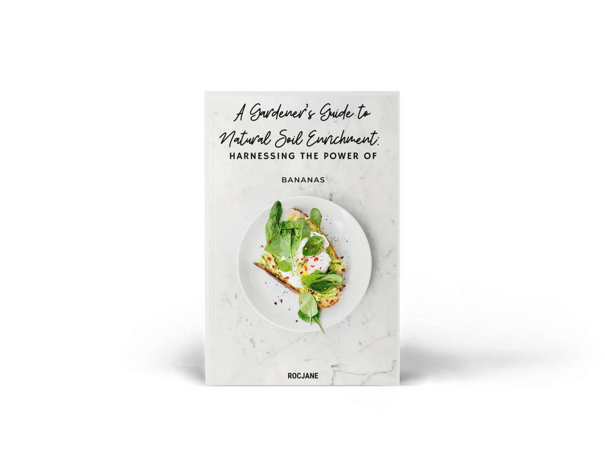 Dried Banana Peel Fertilizer composting and sustainable gardening eBook cover by RocJane