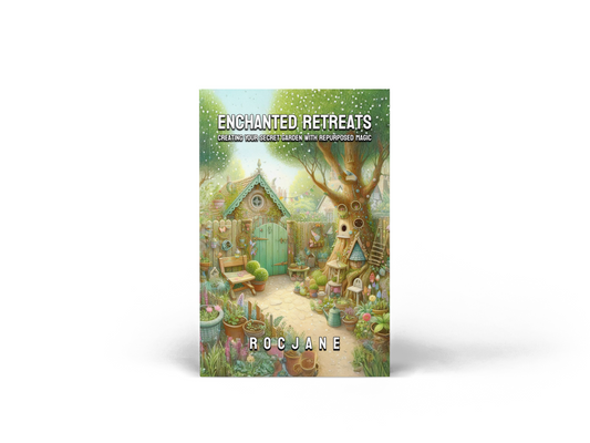 Enchanted Retreats secret garden and repurposed garden décor paperback cover by RocJane