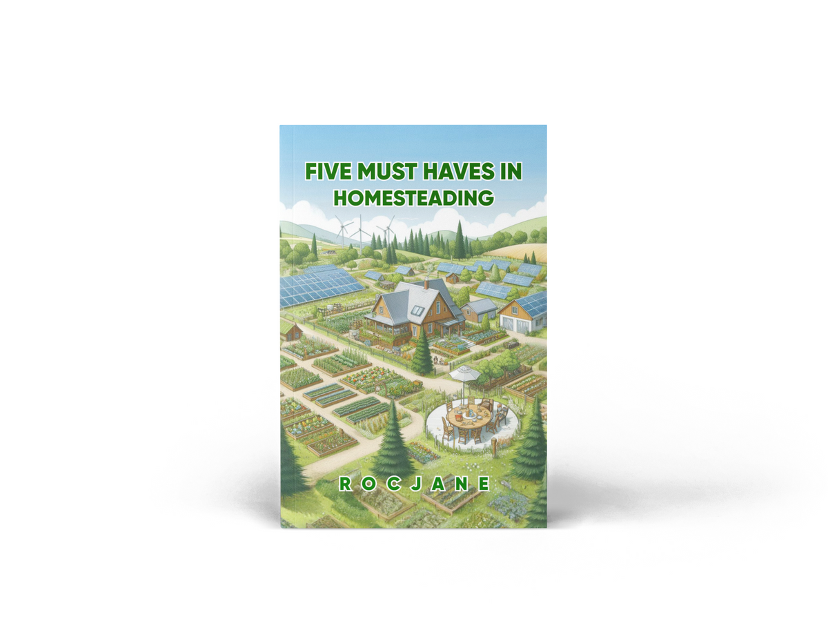 Five Must Haves in Homesteading self-sufficient and sustainable-living eBook cover by RocJane