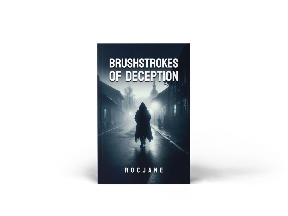 Paperback cover for Brushstrokes of Deception by RocJane.