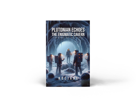 Paperback cover for Plutonian Echoes: The Enigmatic Cavern – Shadows of the Past by RocJane.