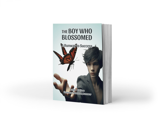 Paperback cover for The Boy Who Blossomed: A Runway to Success by RocJane.