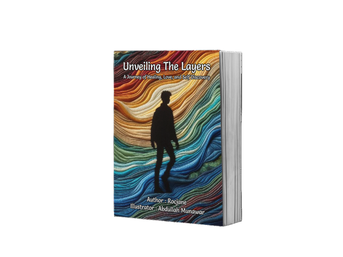 Paperback cover for Unveiling the Layers: A Journey of Healing, Love, and Self-Discovery by RocJane.