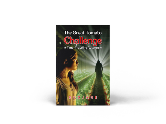 The Great Tomato Challenge Time Traveling Adventure children’s science-fiction paperback cover by RocJane