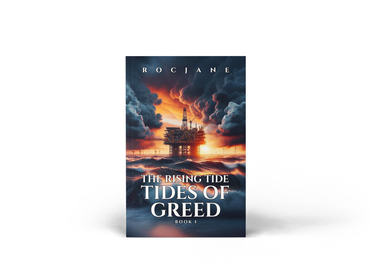 Tides Of Greed The Rising Tide ocean disaster eco-thriller paperback cover by RocJane